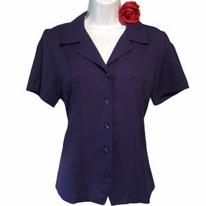 DRESSY PURPLE BUTTON TOP WITH PIN TUCKING & COLLAR